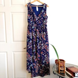 Torrid blue floral red high low maxi dress 0
